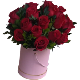 Hat box con 20 rosas rojas